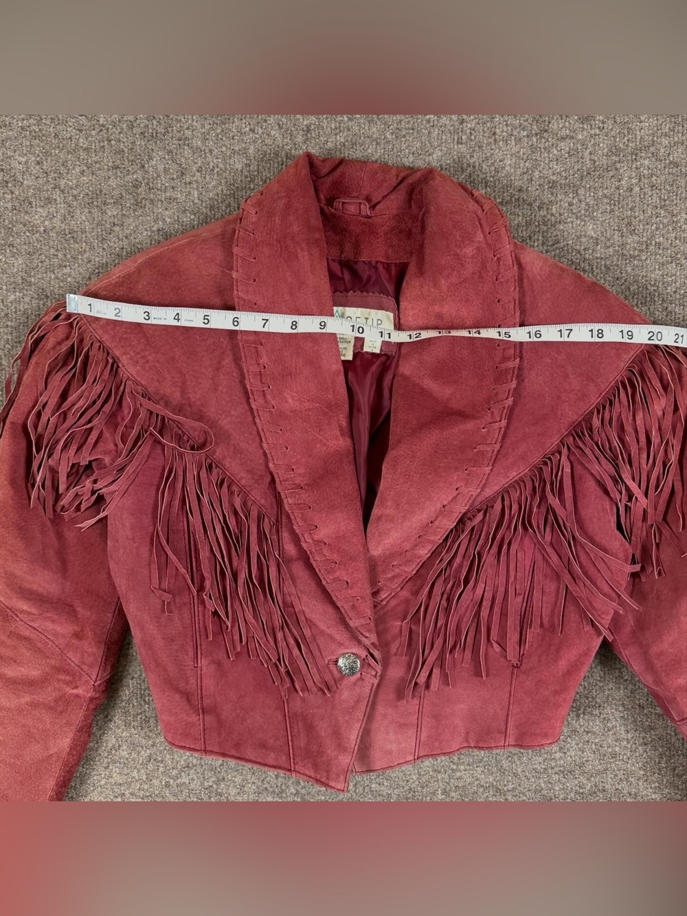 Vintage Red Suede Leather Cropped Fringe Jacket Women’s S Western Festival Boho - Picture 10 of 13